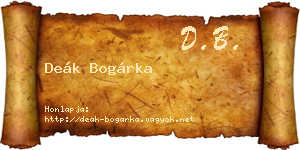 Deák Bogárka névjegykártya